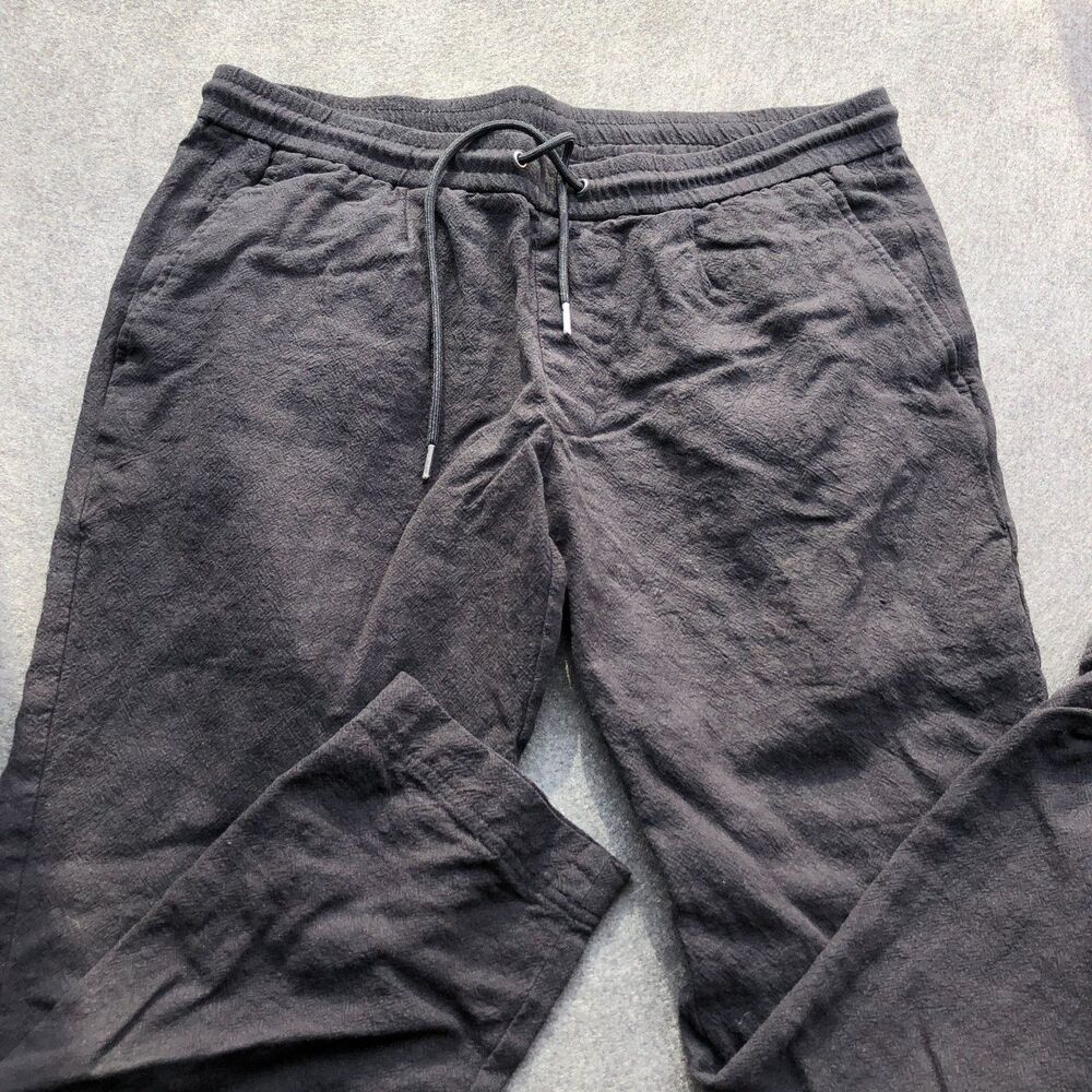 INC International linen blend Pants medium Black Pull-On trousers joggers A12
